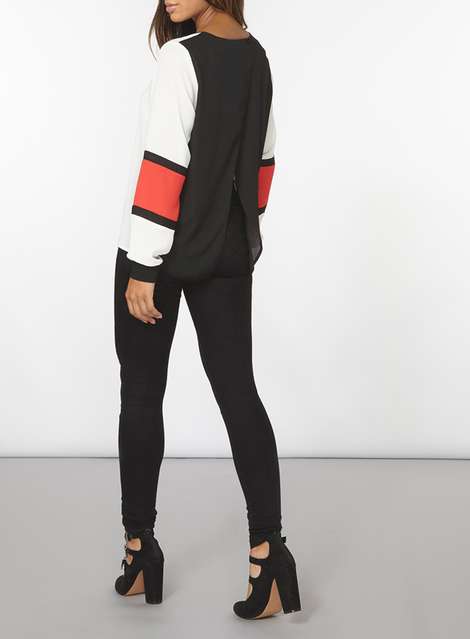 sports red detail long sleeve top